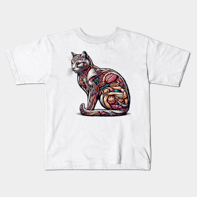 cat anatomy Kids T-Shirt by wizooherb